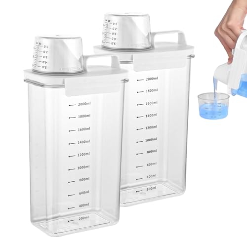 Waschmittel Aufbewahrung, Luftdichter Waschmittelspender mit Messbecher, Mehrzweck Waschmittelbox, Transparente Waschpulver Aufbewahrungsbox, für Wäschereien (2300ml-2Stück) von FEADBYT