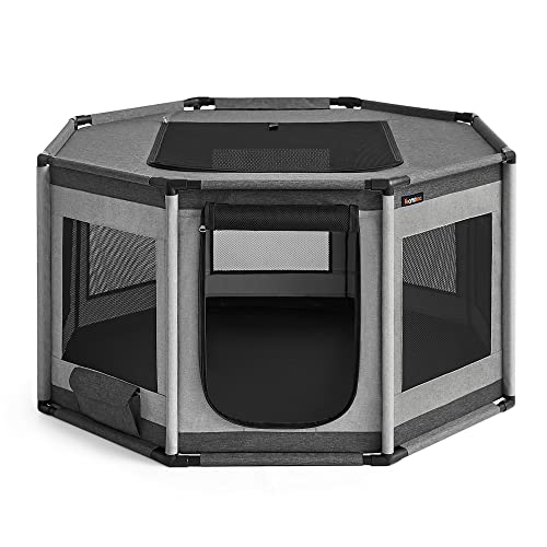 Feandrea Welpenauslauf Oxford-Gewebe, Welpenlaufstall achteckig, Hundekäfig L, 112 x 112 x 62 cm, Rahmen aus PVC-Rohren, atmungsaktives Netz, mit Seitentasche, Taubengrau-schiefergrau PDC003G01 Feandrea Welpenauslauf Oxford-Gewebe, Welpenlaufstall achteckig, Hundekäfig L, 112 x 112 x 62 cm, Rahmen aus PVC-Rohren, atmungsaktives Netz, mit Seitentasche, Taubengrau-schiefergrau PDC003G01 von Feandrea