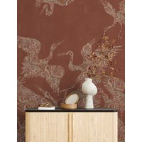 Wunderschöne Braun Reiher Vogel Tapete, Luxus Chinoiserie Abnehmbare Peel & Stick Tapete Wandbild von FEATHRWallpapers