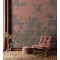 Wunderschöne Rote Reiher Vogel Tapete, Luxus Chinoiserie Abnehmbare Peel & Stick Tapete Wandbild von FEATHRWallpapers