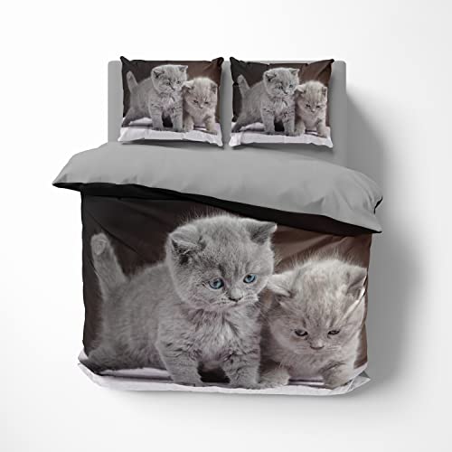 FEBE 3D Bettwäsche Kätzchen Bettbezug-Set 135x200 + Kissenbezug 80x80 cm Wendebettwäsche 2 Teilig mit Reißveschluss FEBE 3D Bettwäsche Kätzchen Bettbezug-Set 135x200 + Kissenbezug 80x80 cm Wendebettwäsche 2 Teilig mit Reißveschluss von FEBE