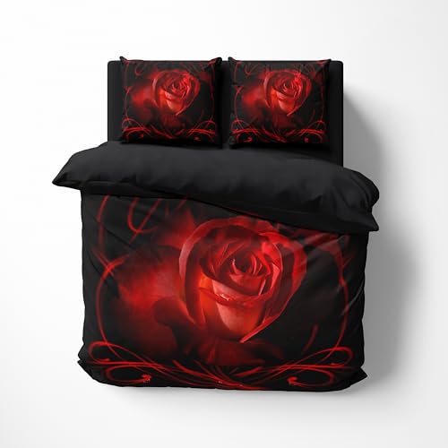 FEBE 3D Bettwäsche Rot Rose Bettbezug-Set 135x200 + Kissenbezug 80x80 cm Wendebettwäsche 2 Teilig mit Reißveschluss FEBE 3D Bettwäsche Rot Rose Bettbezug-Set 135x200 + Kissenbezug 80x80 cm Wendebettwäsche 2 Teilig mit Reißveschluss von FEBE