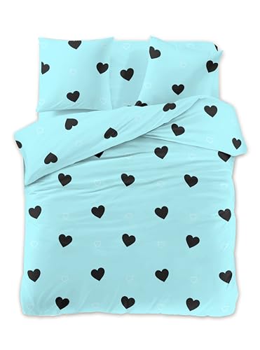 FEBE Bettwäsche Blau mit Herzen Bettbezug-Set 140x200cm + Kissenbezug 70x80cm 2 Teilig mit Reißveschluss FEBE Bettwäsche Blau mit Herzen Bettbezug-Set 140x200cm + Kissenbezug 70x80cm 2 Teilig mit Reißveschluss von FEBE
