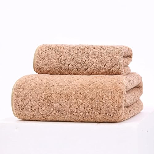 FEBE Handtücher Badetüch Set Braun Hellbraun Mikrofaser Frottier Waschlappen 70x140 cm 35x75 cm Towel Set Badezimmer Deko 2er Pack von FEBE