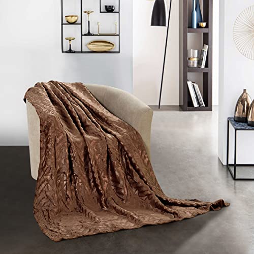 FEBE Kuscheldecke Braun Tagesdecke mikrofaser sofadecke kuschelig flauschig Decke für Couch Blanket 130x180 cm von FEBE