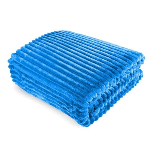 FEBE Kuscheldecke Blau 160x200 cm Flauschig Tagesdecke Fleecedecke Flanell Decke Sofadecke Für Couch Wohndecke Wendedecke als Sofaüberwurf oder Wohnzimmerdecke von FEBE