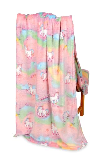 FEBE Kuscheldecke Kinder Leuchtend im Dunkeln Einhorn 150x200 Flauschige Weiche Kinderdecke Kinderbettdecke Mädchen Jungen Glow Blanket von FEBE
