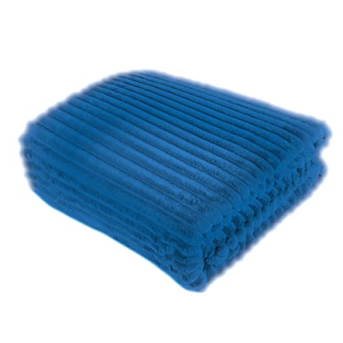 FEBE Kuscheldecke Marineblau 160x200 cm Flauschig Tagesdecke Fleecedecke Flanell Decke Sofadecke Für Couch Wohndecke Wendedecke als Sofaüberwurf oder Wohnzimmerdecke von FEBE