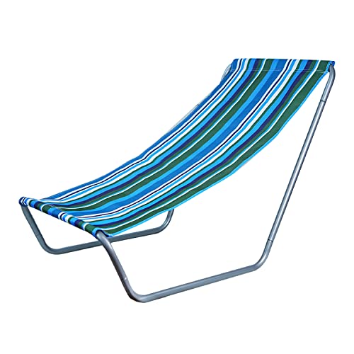FEBE Sonnenliege Strandliege Liegestuhl Garteliege Blau gestreift Kompakter Strandstuhl mit Tragetasche für Garten Pool und kleinen Balkon Textilgewebe von FEBE