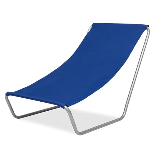 FEBE Sonnenliege Strandliege Liegestuhl Garteliege Marineblau Kompakter Strandstuhl mit Tragetasche für Garten Pool und kleinen Balkon Textilgewebe von FEBE