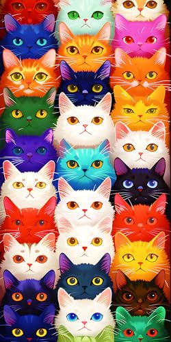 FEBE Strandtuch XXL 100x180 cm Bunte Katzen Badetuch Groß 100% Mikrofaser Handtuch Stranddecke Sommer-Handtücher von FEBE