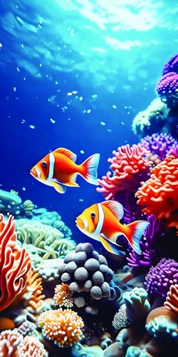FEBE Strandtuch XXL 100x180 cm Goldfisch Badetuch Groß 100% Mikrofaser Handtuch Stranddecke Sommer-Handtücher von FEBE