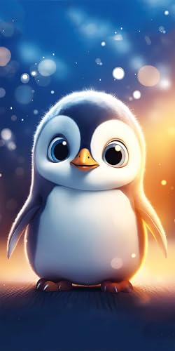 FEBE Strandtuch XXL 100x180 cm Kleiner Pinguin Badetuch Groß 100% Mikrofaser Handtuch Stranddecke Sommer-Handtücher von FEBE