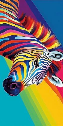 FEBE Strandtuch XXL 100x180 cm Regenbogenzebra Badetuch Groß 100% Mikrofaser Handtuch Stranddecke Sommer-Handtücher von FEBE
