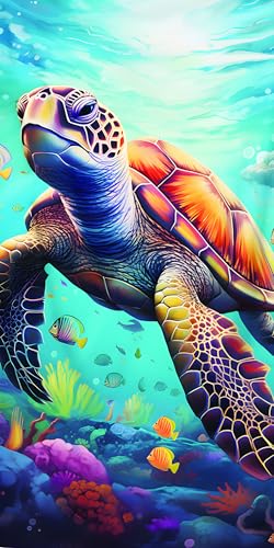 FEBE Strandtuch XXL 100x180 cm Sumpfschildkröte Badetuch Groß 100% Mikrofaser Handtuch Stranddecke Sommer-Handtücher von FEBE