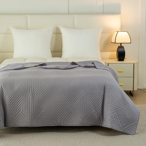 FEBE Tagesdecke Bettüberwurf 170x200 cm Grau Überwurfdecke Sofadecke Sofaüberwurf Flauschig Mikrofaser Zimmer Deko Throw Blanket von FEBE