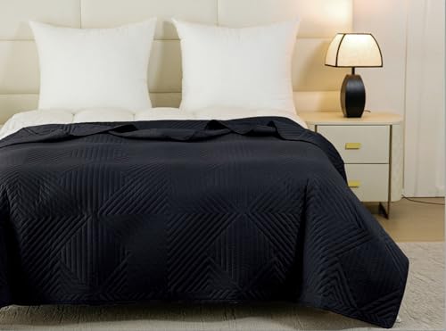 FEBE Tagesdecke Bettüberwurf 220x200 cm Schwarz Überwurfdecke Sofadecke Sofaüberwurf Flauschig Mikrofaser Zimmer Deko Throw Blanket von FEBE
