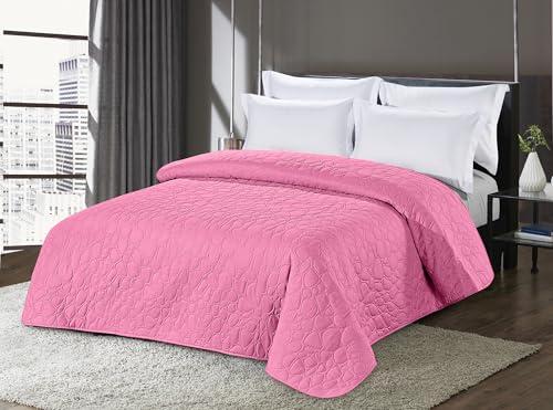 FEBE Tagesdecke Bettüberwurf 240x220 Rosa Überwurfdecke Sofadecke Sofaüberwurf Flauschig Mikrofaser Zimmer Deko Throw Blanket von FEBE