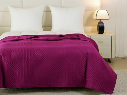 FEBE Tagesdecke Bettüberwurf 240x220 cm Violet Überwurfdecke Sofadecke Sofaüberwurf Flauschig Mikrofaser Zimmer Deko Throw Blanket von FEBE