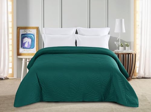 FEBE Tagesdecke Bettüberwurf Dunkelgrün 200 X 220 cm Überwurfdecke Sofadecke Sofaüberwurf Flauschig Mikrofaser Zimmer Deko Throw Blanket von FEBE