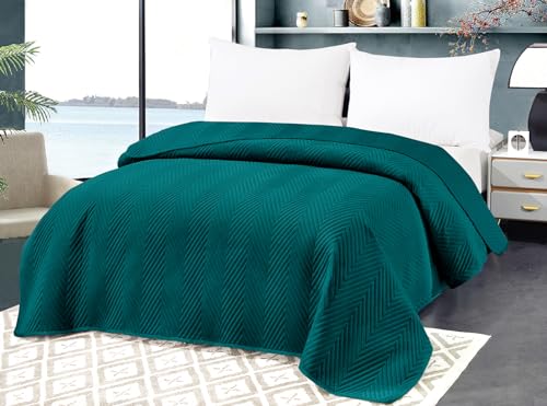 FEBE Tagesdecke Bettüberwurf Dunkelgrün 200x220 cm Überwurfdecke Samt Velvet Flauschig Mikrofaser Sofadecke Sofaüberwurf Zimmer Deko Throw Blanket von FEBE