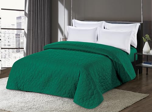 FEBE Tagesdecke Bettüberwurf Grün 200x220 cm Überwurfdecke Sofadecke Sofaüberwurf Flauschig Mikrofaser Zimmer Deko Throw Blanket von FEBE