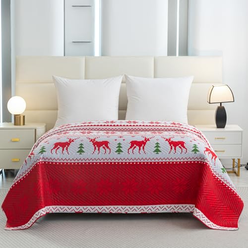 FEBE Tagesdecke Weihnachts Motiv Bettüberwurf 220x200 cm Überwurfdecke Sofadecke Sofaüberwurf Flauschig Mikrofaser Zimmer Deko von FEBE