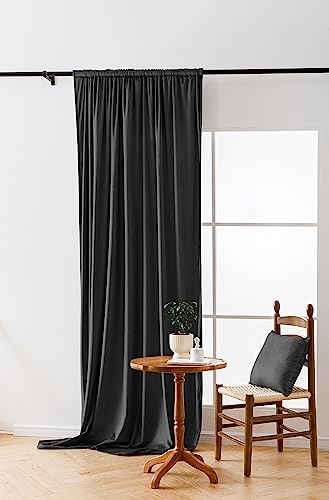 FEBE Verdunklungsvorhang Blickdicht Samt Velvet Antrazit Vorhänge Gardinen mit Kräuselband Schlafzimmer Wohnzimmer 140x250 cm von FEBE