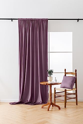 FEBE Verdunklungsvorhang Blickdicht Samt Velvet Violett Vorhänge Gardinen mit Kräuselband Schlafzimmer Wohnzimmer 140x250 cm von FEBE