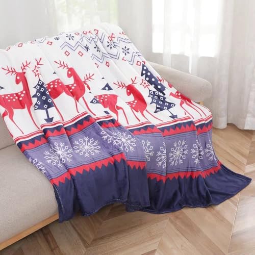 Kuscheldecke Weihnachtsdecke Kitze 220x200 cm Christmas Winterdecke flauschig warme Tagesdecke Wohnzimmer Deko Sofadecke Bettdecke von FEBE
