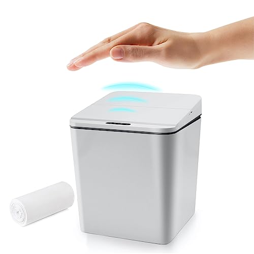 FEBHBRQ Automatischer kleiner Aufsatz-Mülleimer mit Deckel, berührungsloser Mini-Mülleimer für Büroschreibtisch/Nachttisch/Kaffeebar, 6 l, Batterien, Grau FEBHBRQ Automatischer kleiner Aufsatz-Mülleimer mit Deckel, berührungsloser Mini-Mülleimer für Büroschreibtisch/Nachttisch/Kaffeebar, 6 l, Batterien, Grau von FEBHBRQ