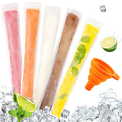 120 Stück Popsicle Taschen Popsicle Taschen Popsicle Formen Beutel BPA-frei Eis Pop Beutel mit einem Trichter für Joghurt, Eisbonbons, Eiscreme, Gastgeschenke von FEBSNOW