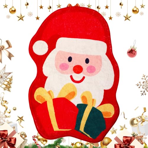 FEBSNOW Weihnachts-Badezimmerteppich, 46 x 70 cm, Weihnachtsmann-Winterteppich, Badematte, rutschfest, saugfähig, mit Rückseite, waschbar, für Badewanne, Wohnzimmer, Esszimmer, Urlaub, Schlafzimmer von FEBSNOW