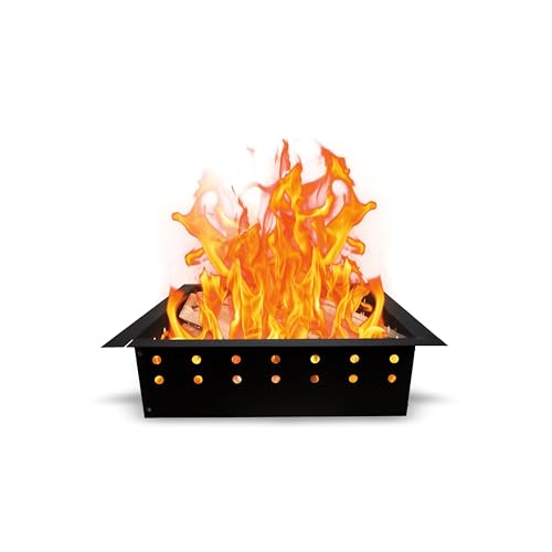 FEBTECH Quadratischer Feuerschaleneinsatz – 73,7 cm Außendurchmesser und 63,5 cm ID Karbonstahl rauchfreier Feuerstelle Einsatzring mit Lüftungsschlitzen – DIY oberirdische oder im Boden Feuerstelle von FEBTECH