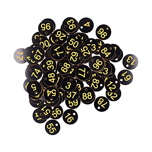 Bienenstock-Nummernschild, rundes Nummernschild, 100 Stück, gravierte Nummernschilder für die Tierhaltung zur Bekämpfung von Krankheiten in der Bienenzucht(Schwarz Gelb) von FECAMOS