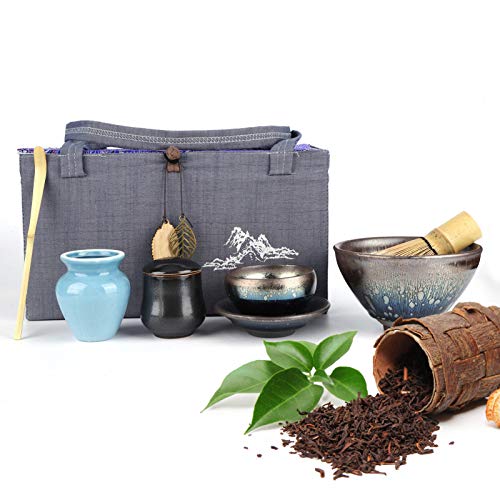 Japanisches Matcha-Tee-Set, Keramik-Tee-Set Im Japanischen Stil Tee-Schneebesen-Halter-Set Service-Tool Teezeremonie-Zubehör Handgefertigtes Matcha-Zeremonie-Set für Teeliebhaber zu(Öltropfen) von FECAMOS