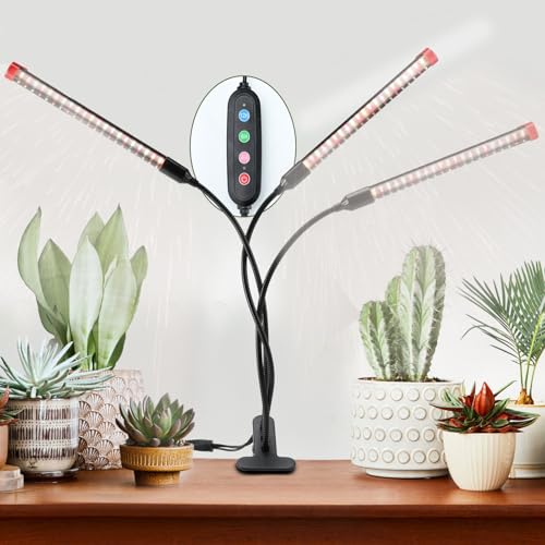 FECiDA 27W Clip Pflanzenlampe 3000 Lumen, Vollspektrum Pflanzenlampe mit Zeitschaltuhr für Zimmerpflanzen, Grow Light mit High PPFD Wachstumslampen für Blumen, Gemüse, Hydroponik mit Timer 4,8,12 Hr von FECiDA