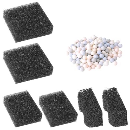 FEDOUR Aquarium Filtermedien Set-2 Stück Bio-Filterwatte, 2 Stück Aktivkohle-Filterwatte, 1 Packung Keramik-Kugeln, geeignet für HP-138 Serie Aquarienfilter 600L einstellbar für Aquarien, Innenfilter von FEDOUR