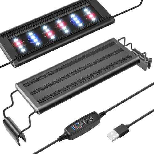 FEDOUR USB Mini Aquarium LED Light, Vollspektrum Aquarium Beleuchtung mit Ausziehbaren Halterungen, verstellbares Aquarium Plants Licht mit Externem Controller, für Süßwassertank von FEDOUR