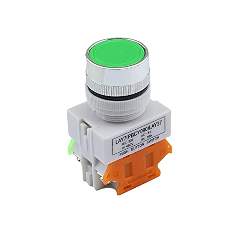FEECOZ LAY7 Selbstrückstellender Doppelkopfschalter rot grün mit Licht LA37 Flachkopfschalter 22mm Ersatzteile (Color : La37 Green No Nc) von FEECOZ
