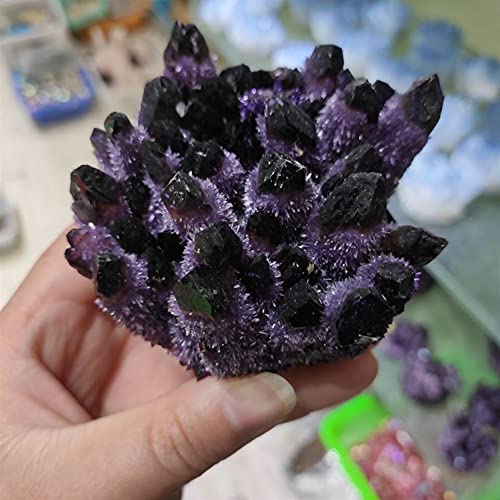 FEECOZ Natürlicher Kristall, rau, natürlicher violetter Geister-Phantomquarz-Kristall-Cluster, Exemplar, Kristallstein natürlicher Glanz von FEECOZ