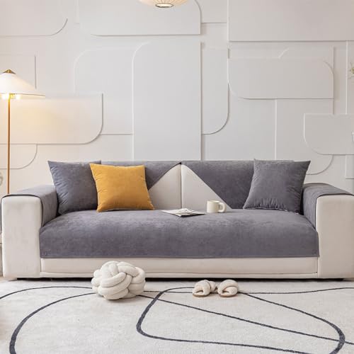 FEEGAR Sofabezug Ecksofa Cover, Sofa überzug Wasserdicht L-Form 1/2/3/4sitzer, Sofaschoner Hund, Sofaschutzdecken rutschfest, Sofadecken Für Sitzfläche, Universelle Sofa überwurf,Dark Gray,70x160cm von FEEGAR