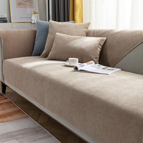 FEEGAR Sofabezug L Form, Sofaüberwurf Decke 1 2 3 4 Sitzer, Sofadecken Für Sitzfläche, Sofaschoner rutschfest, Universal Couchschoner, Couch überwurf Hund Katze Schutz,Braun,110x160cm von FEEGAR