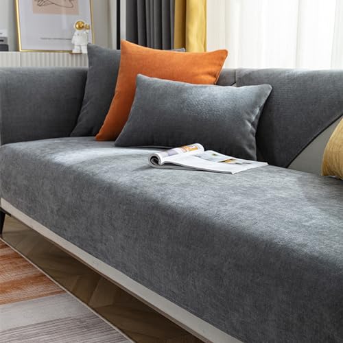 FEEGAR Sofabezug L Form, Sofaüberwurf Decke 1 2 3 4 Sitzer, Sofadecken Für Sitzfläche, Sofaschoner rutschfest, Universal Couchschoner, Couch überwurf Hund Katze Schutz,Dark Gray,90x160cm von FEEGAR