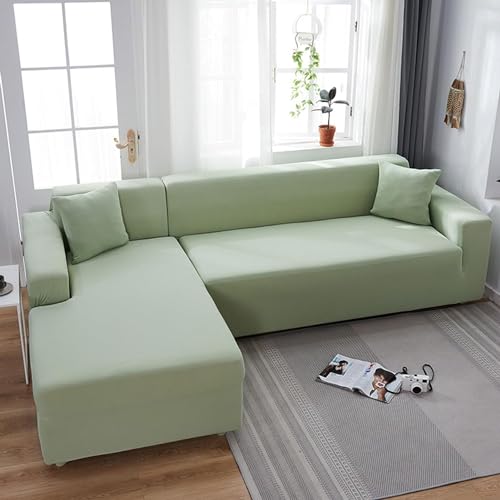 FEEGAR Sofabezug L U Form Eck Stretch Sofa/Couch überzug, Universal Couchbezug, Sofa überzug Für 1/2/3/4 Sitzer, Couch überzug Sofaschoner(L Form Ecksofa Erfordert Zwei),Green 1,2 Seater von FEEGAR