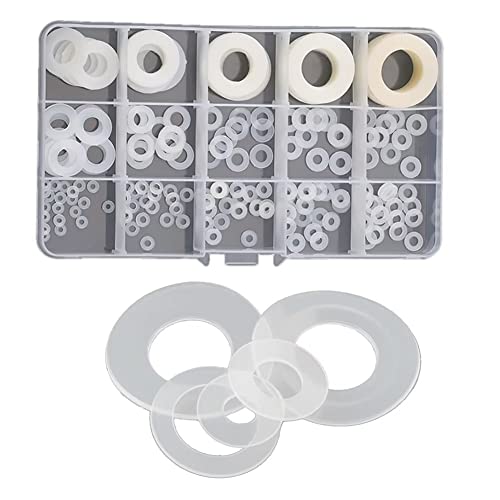 FEEIFOL 215 Stück Nylon Unterlegscheiben Set Kunststoff Beilagscheiben Weiß Flach Unterlegscheiben Set M2-M18 von FEEIMOL