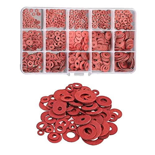 FEEIFOL 690 Stück Rot Stahl Papierfaser Flache Unterlegscheiben Set Isolationswascher Fiber Washer Sortiment Kit M2 M3 M4 M5 M6 M8 von FEEIFOL