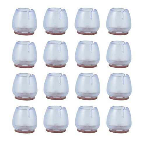 FEEIMOL 16 Stück Stuhlbeinkappen, Transparent Silikon Stuhlbeinkappen Gummi Tisch Stuhl Beinkappen Schutzkappen für 20-30MM Beine (Rund) von FEEIMOL