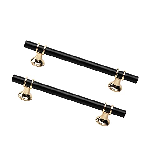 FEEIMOL 2 Stück 128mm Möbelgriffe Schwarz Gold T Stangengriff Türgriffe Schubladengriffe Küchengriffe Schrankgriffe Zinklegierung Griffe für Küchenschränke Inklusive Schrauben von FEEIMOL