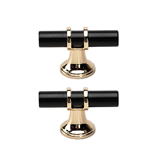 FEEIMOL 2 Stück 50mm Einzelloch Möbelgriffe Schwarz Gold T Stangengriff Türgriffe Schubladengriffe Küchengriffe Schrankgriffe Zinklegierung Griffe für Küchenschränke Inklusive Schrauben von FEEIMOL